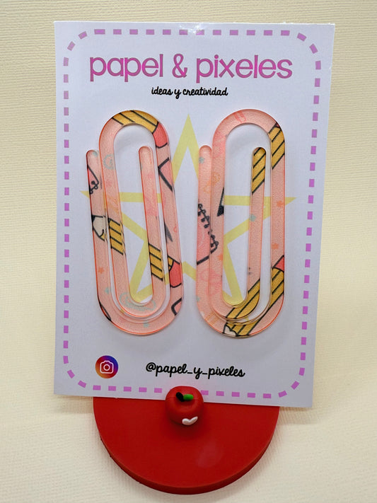 Pink Pencils📎 Acrylic Clip Set – Cute & Practical ✨